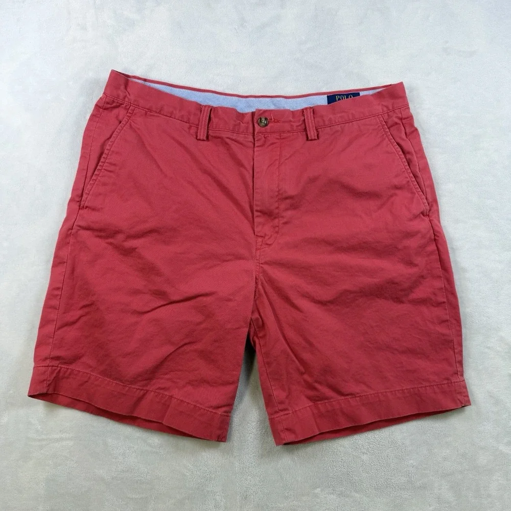 Polo Ralph Lauren Men's 35 Flat Front Chino Shorts Red Stretch 8